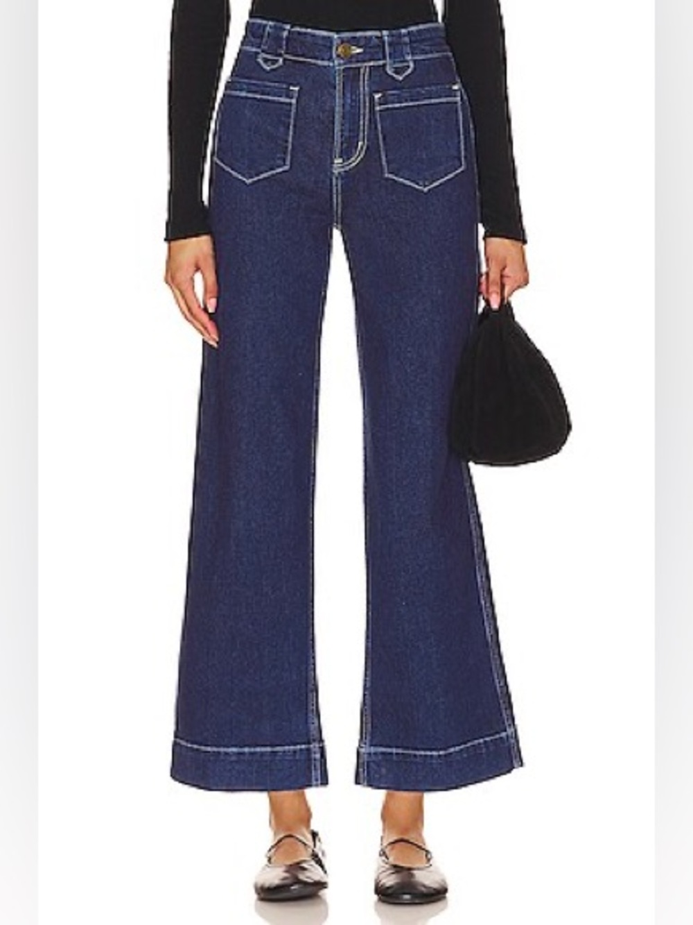 FRAME Utility Relaxed Wide Leg Jeans in Gabriel Cropped Stretch 33 Revolver - Picture 2 of 10